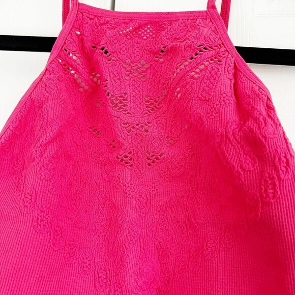 Free People Hot Pink Laser Cut Bodysuit Women's Size X-Small/Small XS/S - Picture 4 of 6